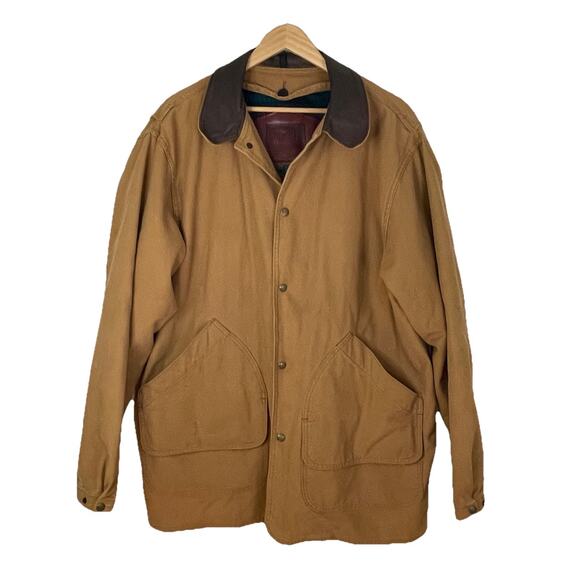 VTG Woolrich Tan Canvas Barn Chore Saddle Jacket Southwestern Wool Lining LRG - Picture 2 of 16